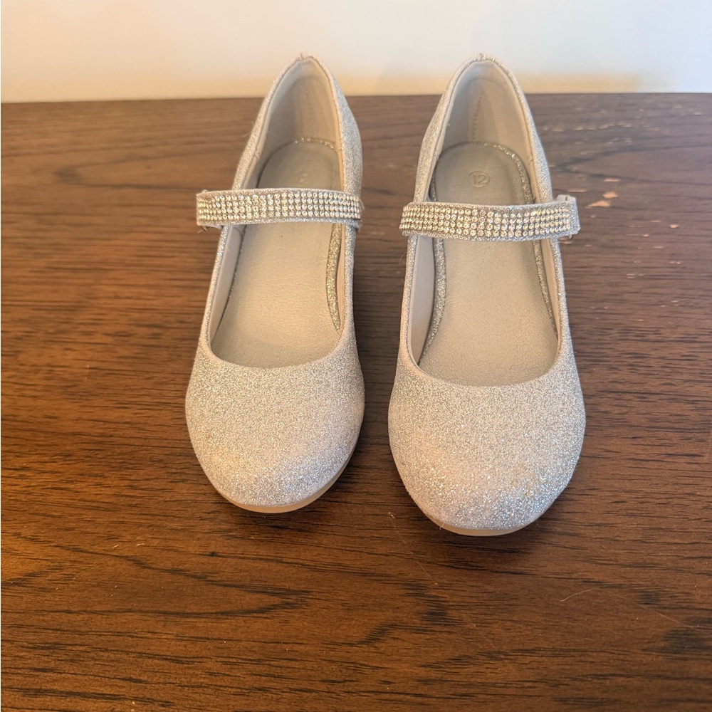 Glittery Silver Kids Dress Shoes